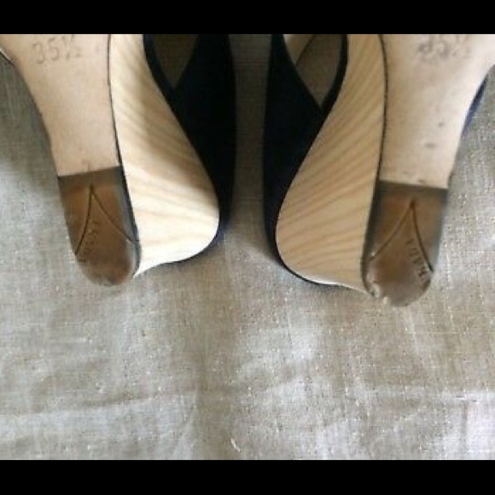 Prada Sandals Blue Suede Wedge Heel Slide 5.5 - Picture 8 of 8